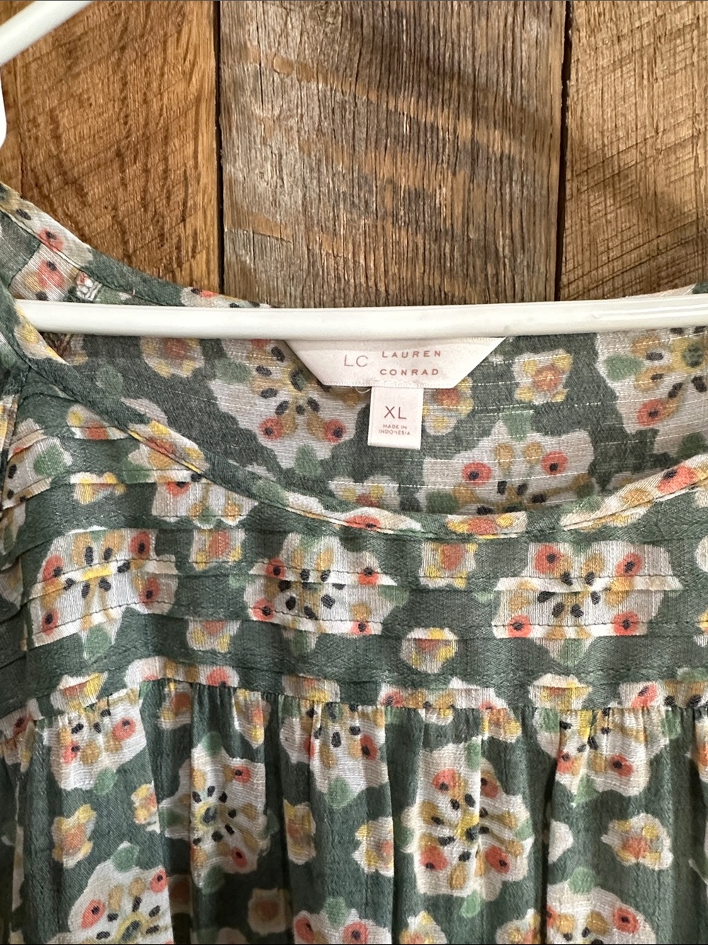 LC Lauren Conrad green floral print blouse Size XL F18 - Picture 2 of 8